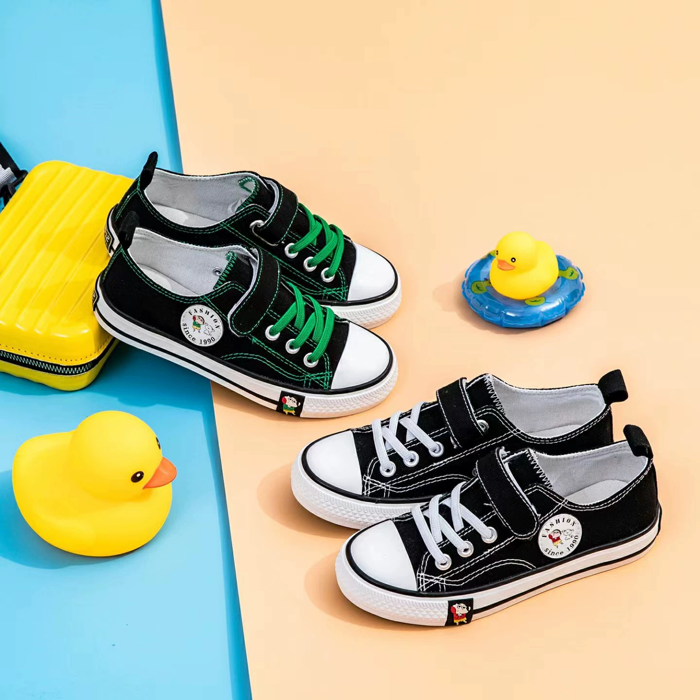 Детская тканевая обувь на липучке, износостойкие дышащие туфли для детей и подростков, тренд сезона, корейский стиль