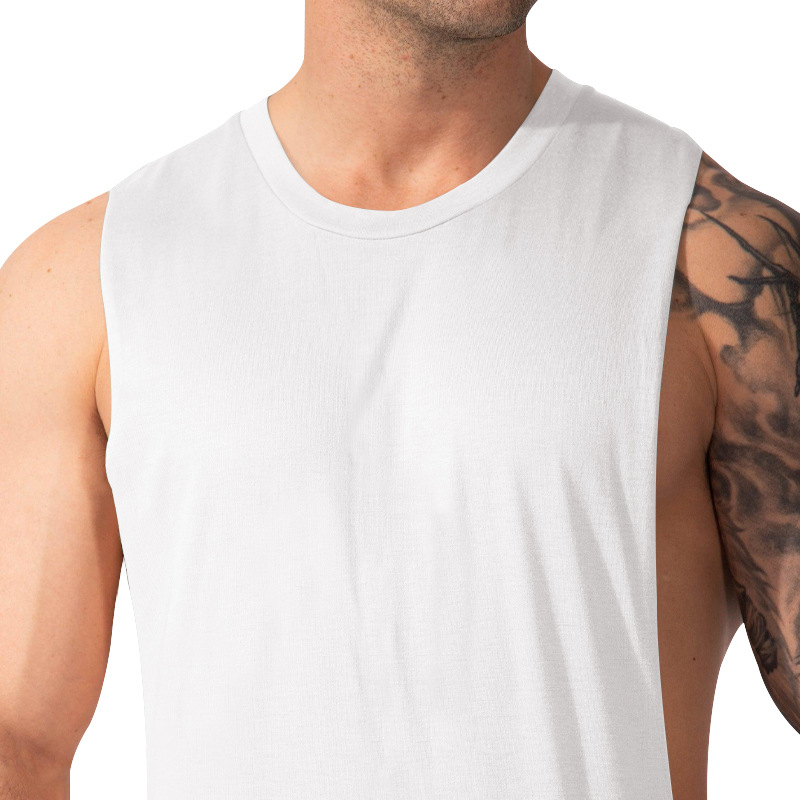 210g Weight Sleeveless Sleeve Length Cotton Blend, Polyester Fabric Type Regular Top Length Racerback Tank Tops Tops Type Casual Occasion Round Neck Neckline Loose Fit Type Solid Color Pattern Summer Season Men's Gender Simple Style Style Wholesale Men's Simple Style Solid Color Sleeveless Men's Tops 2