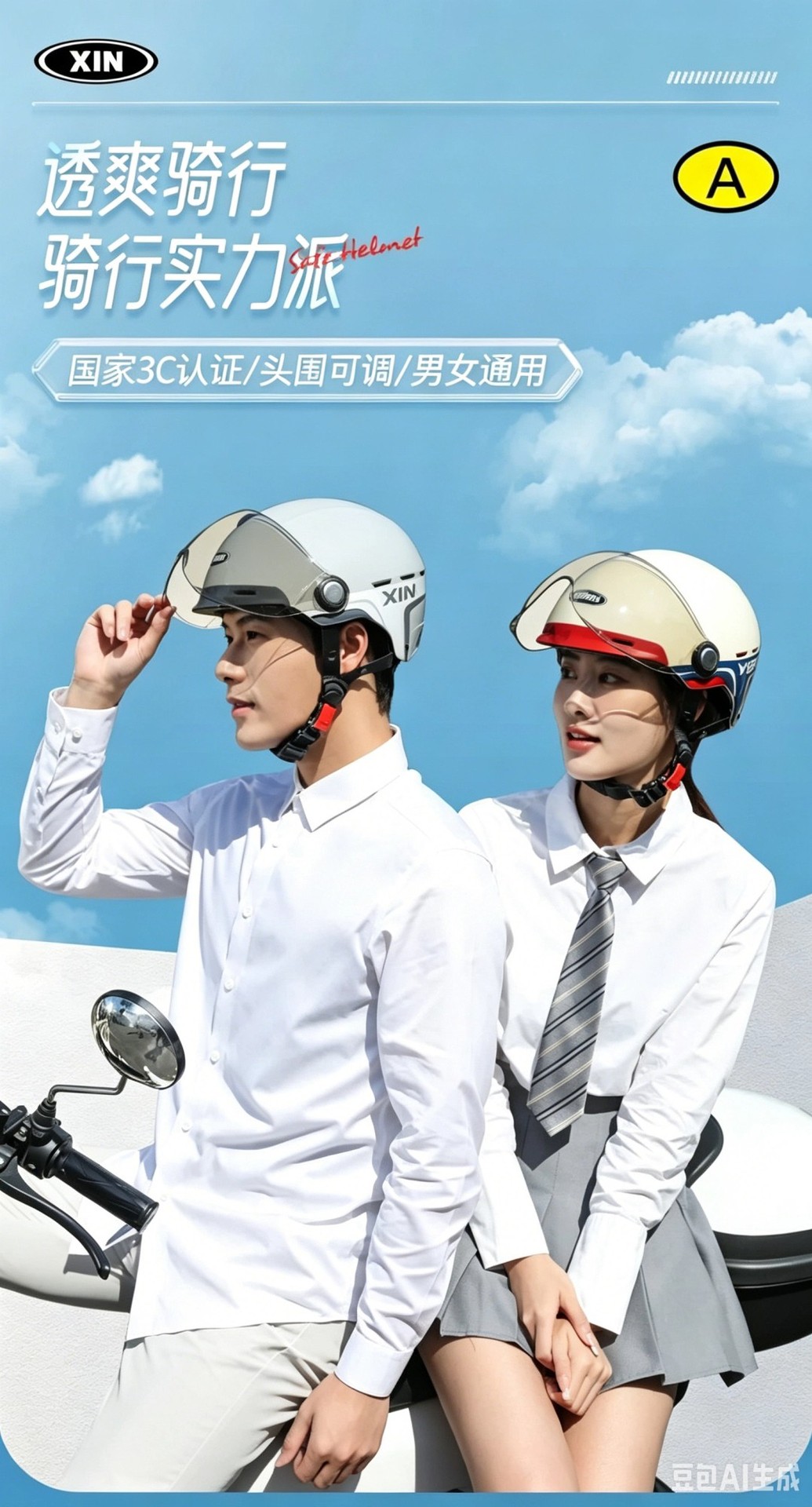 New National Standard 3C Certified Electric Vehicle Helmet, All-Season Motorcycle Helmet, Men's and Women's Summer Sun Protection Safety Helmet