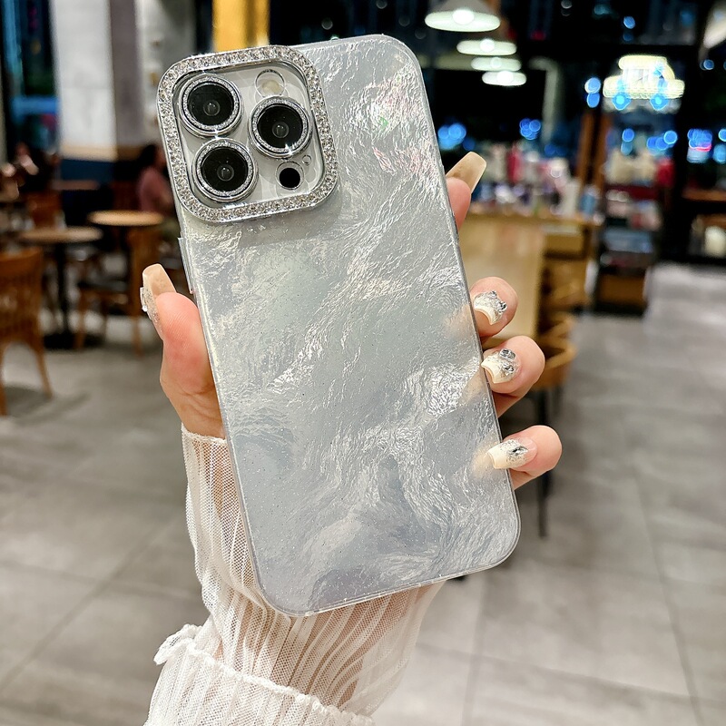 アップル15promaxダイヤモンドレンズ流水紋羽糸携帯ケースiPhone14菱格携帯ケース|undefined