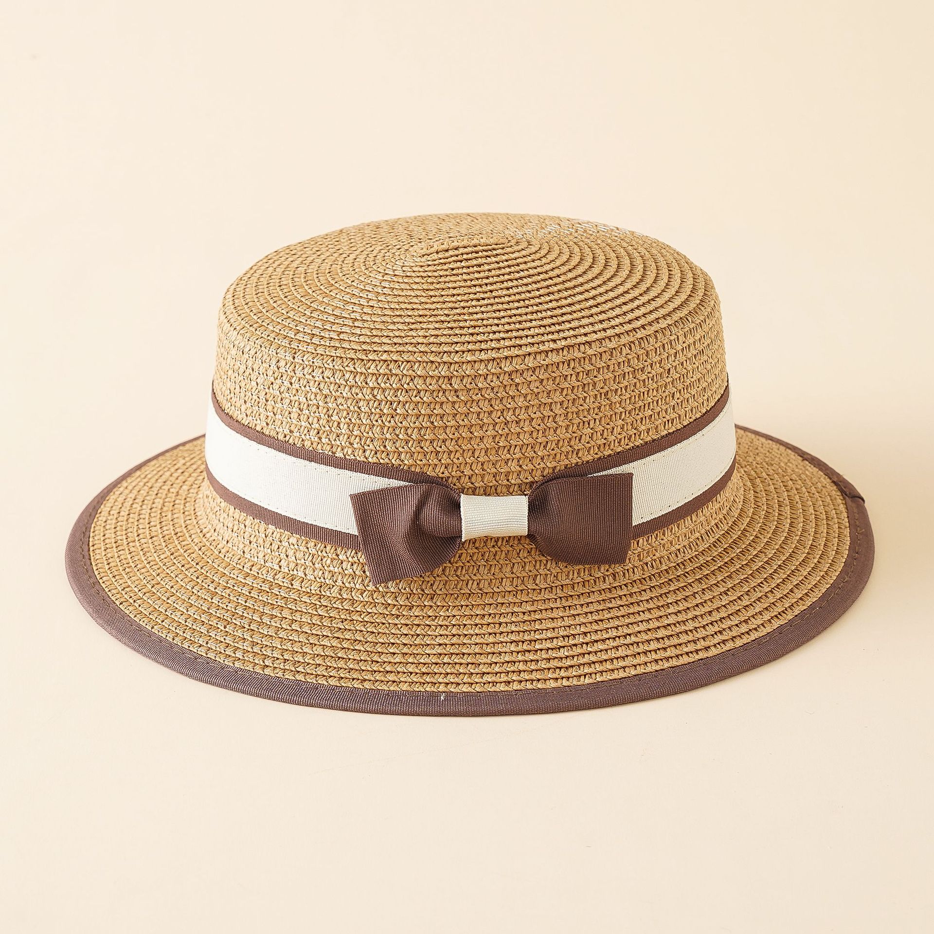 Nuevo sombrero de playa sombrero de verano para niños pequeño bowknot fresco niñas sombrero de paja de ala ancha sombrero de sol superior plana