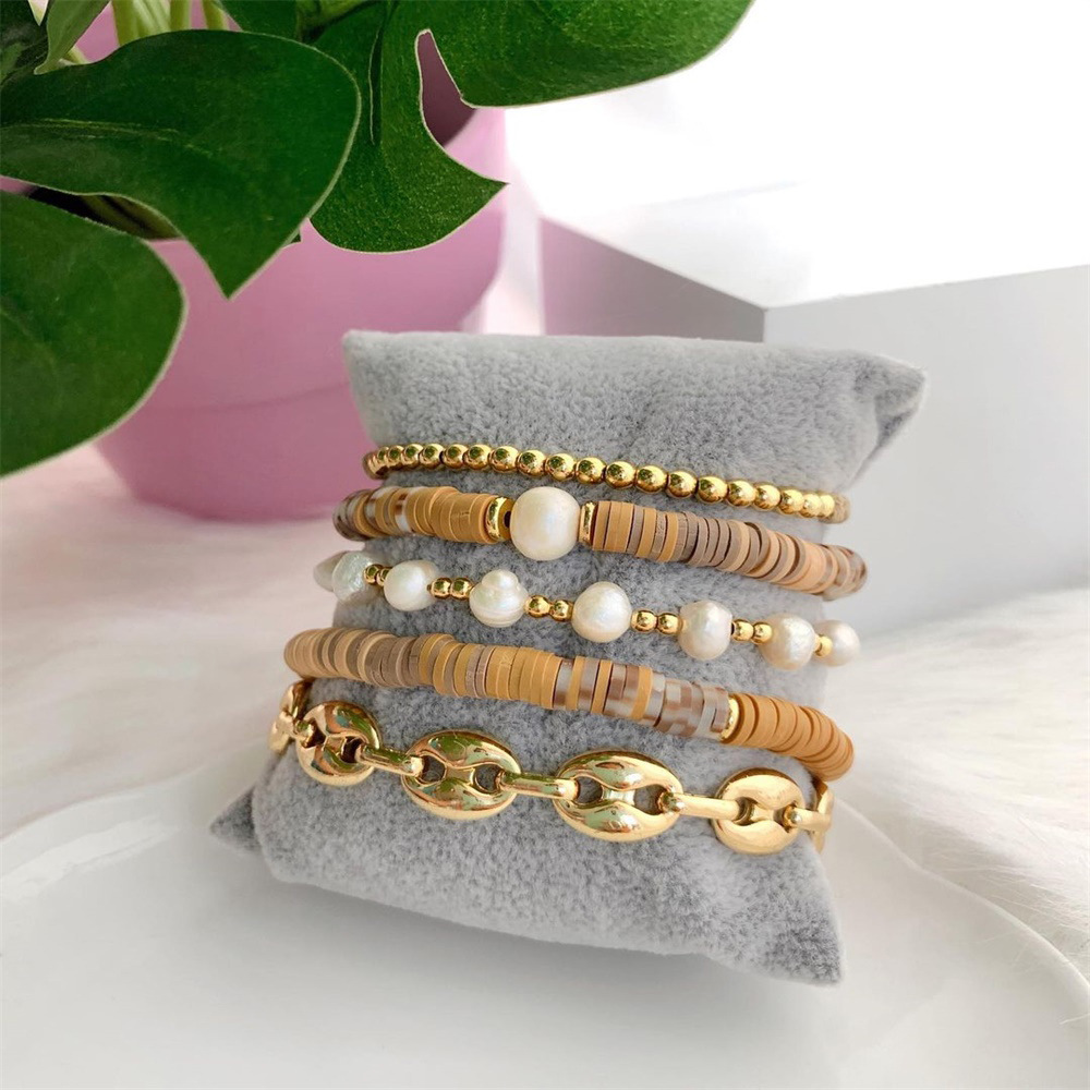 1 Piece 1 Set Sweet Geometric Pearl Knitting Womenu0027S Bracelets