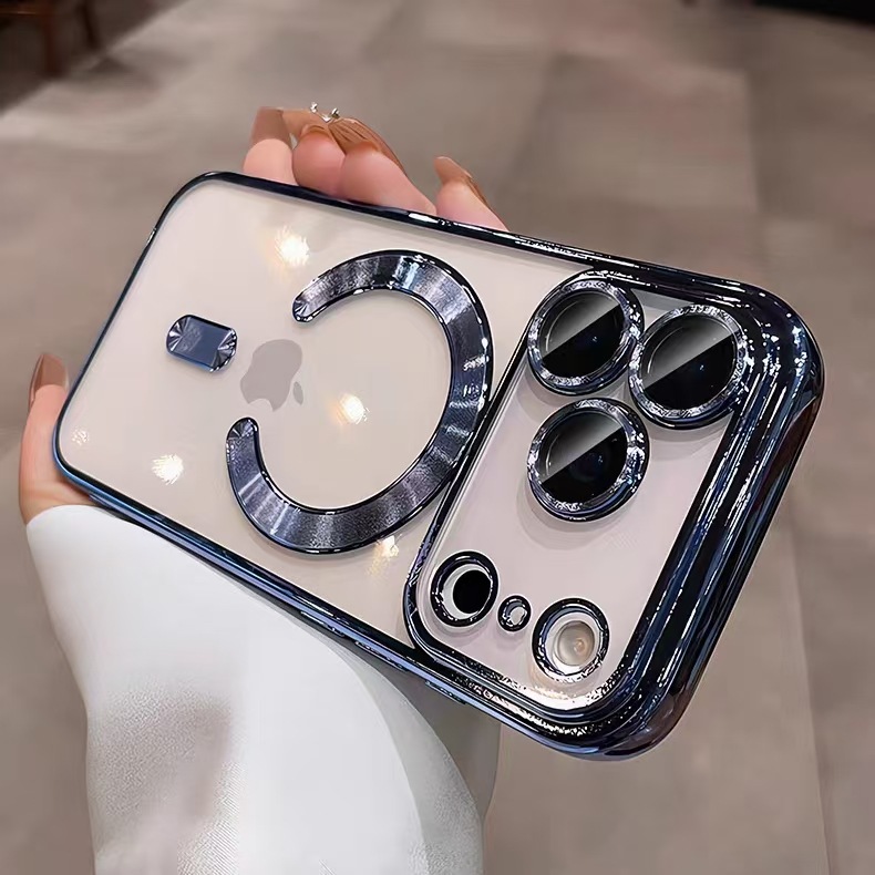 Funda para iPhone 17 con galvanoplastia y adhesión magnética MagSafe, compatible con Apple 16 Pro Max, cubierta transparente de cobertura total 15.