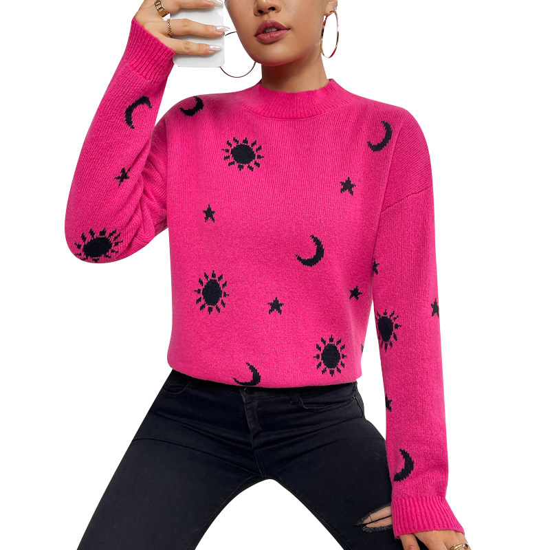 Transfronteriza Amazon jacquard cuello redondo suéter de punto para las mujeres 2023 otoño e invierno nuevo cráneo Halloween suéter image 11