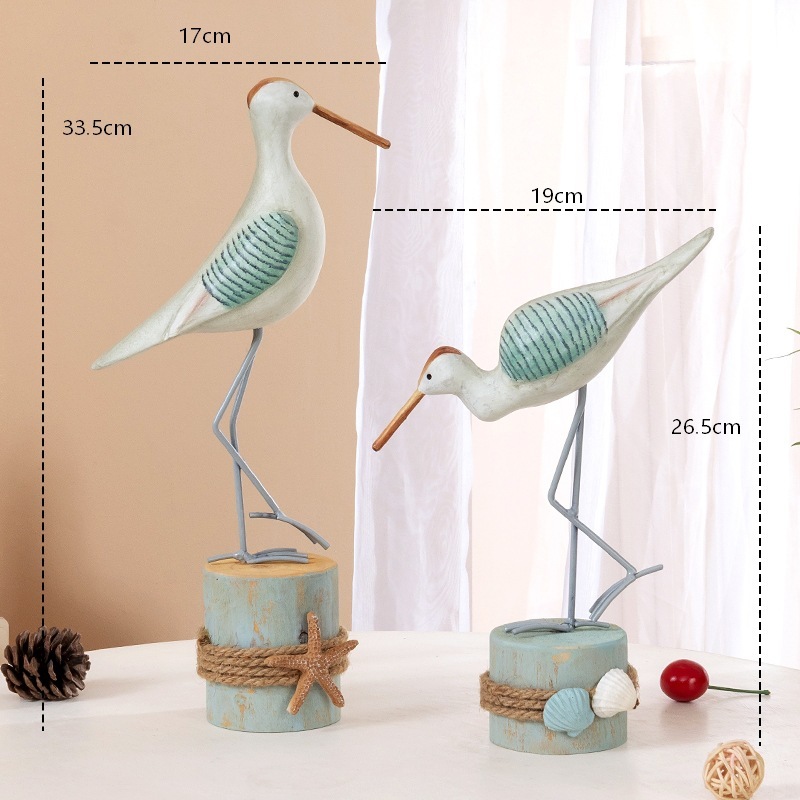 レトロな長い脚の海鳥デスクトップ装飾装飾品木製工芸品オーシャンスタイル海鳥カモメホームレストランアクセサリー|undefined