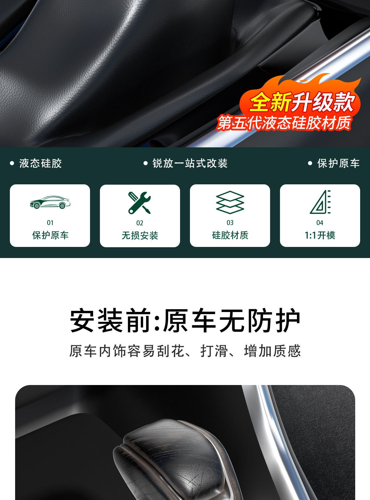 Suitable for 26 Toyota Corolla Rav4 Gear Shift Covers and Wilanda Gear Silicone Gear Covers