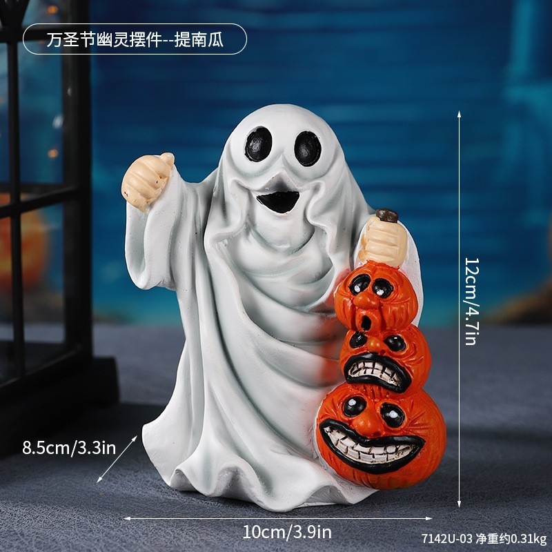 万圣节魔法帽小幽灵树脂摆件装饰品搞怪鬼脸节日派对道具桌面摆件|undefined