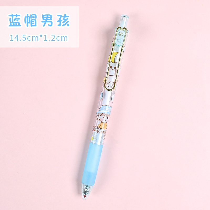 Lindo de dibujos animados Push Ins estilo de gran capacidad de estudiante universitario Oficina escritura pluma tarea pluma gel pluma rotulador