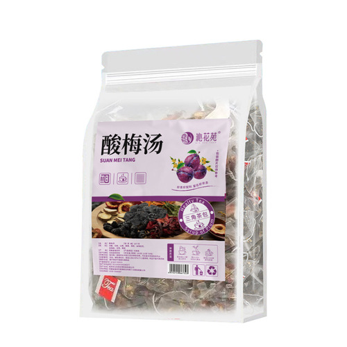 Raw materials for sour plum soup: tea, osmanthus, ancient pharaoh, Beijing flavor, dried plum juice, drink, tea bag, Chinese herbal milk tea