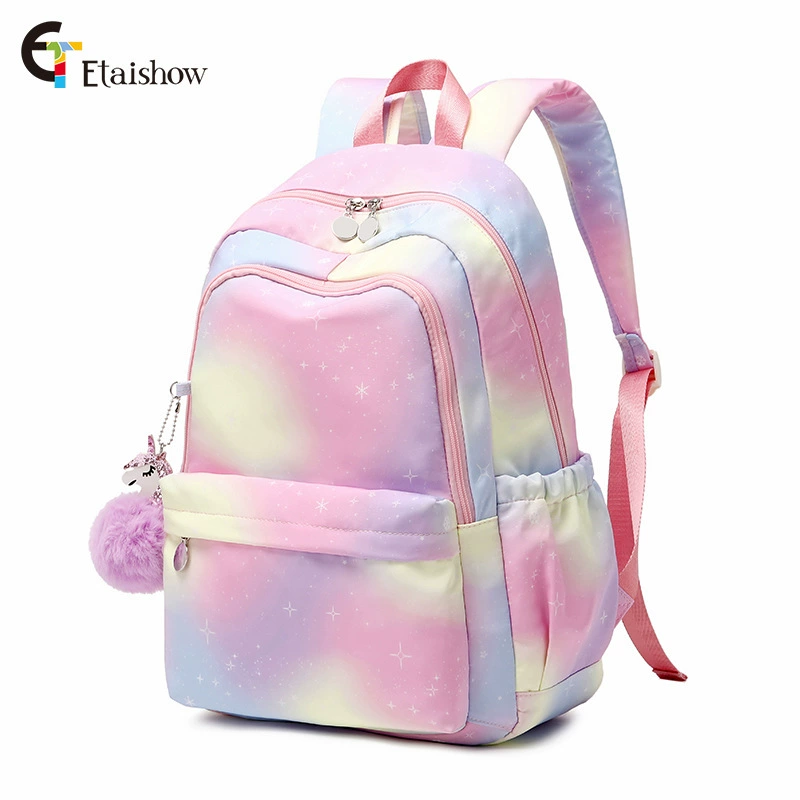 (Cross-border trading), rainbow backpack, shoulder bag, waterproof capacious school bag, gradient