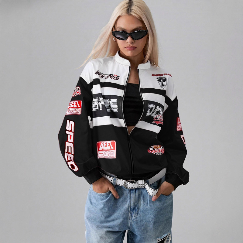 E2-Spot-73755 # Cross-Border Amazon Fashion European and American Letter Casual Personalized Printed Long-Sleeved Jacket E2-Spot-73755 # Cross-Border Amazon Fashion European and American Letter Casual Personalized Printed Long-Sleeved Jacket