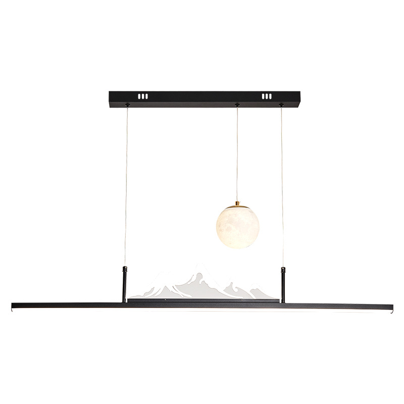 Lámpara de comedor de paisaje nueva lámpara china larga lámpara de mesa de comedor de montaña moderna simple lámpara de mesa de luna lámpara de lámpara Zhongshan 055L
