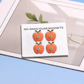 【新品上市】跨境橙色苹果丝巾扣饰品2025女头巾扣磁吸扣服饰配饰