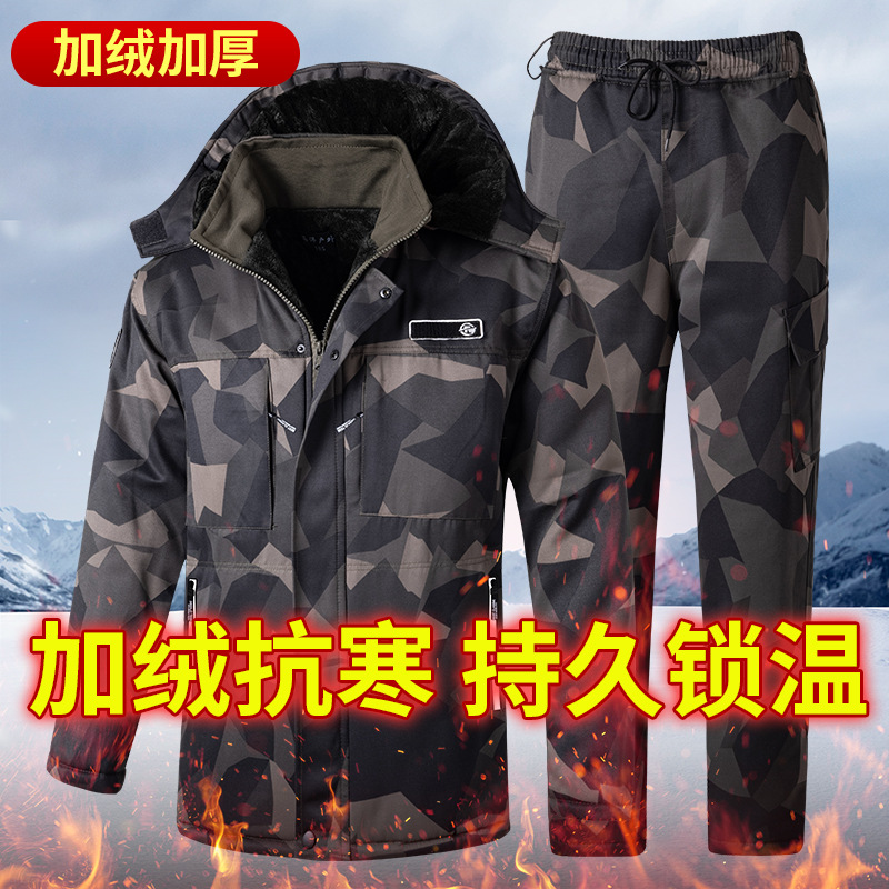 Chaqueta de invierno de algodón acolchado traje de los hombres forrado de lana engrosada Chaqueta de algodón acolchado ropa de trabajo impermeable más tamaño abrigo ropa de trabajo de algodón acolchado abrigo