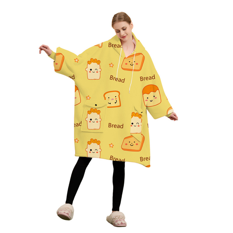 2024 New Amazon hot sale high weight plus size hooded lazy blanket pullover Sherpa wearable blanket