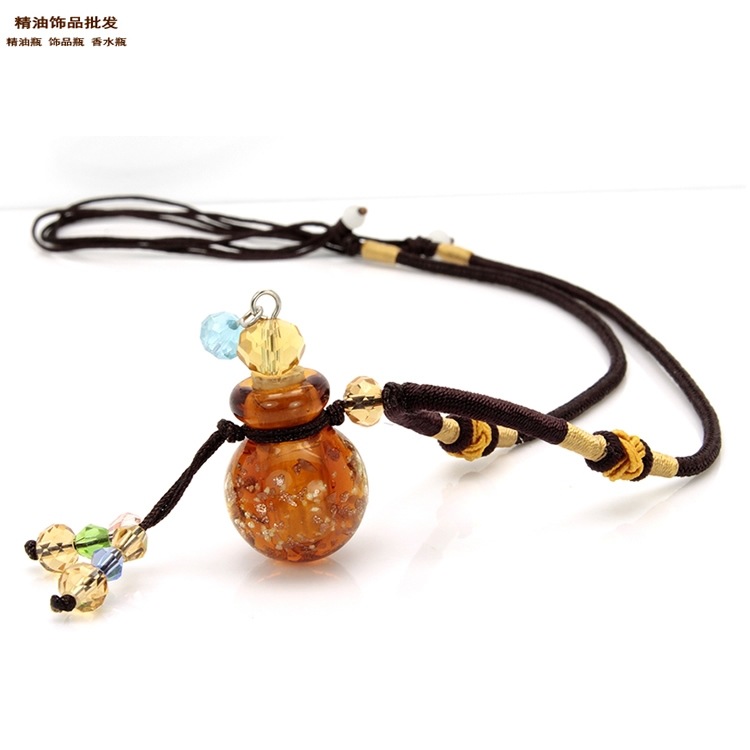 精油饰品网琥珀色球形夜光金沙细双扣绳项链8.jpg