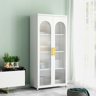 Wrought Iron Bookcase Glass Door Display Cabinet Storage Rack Simple Household Children's Dust-proof Bookshelf Living Room Storage Cabinet