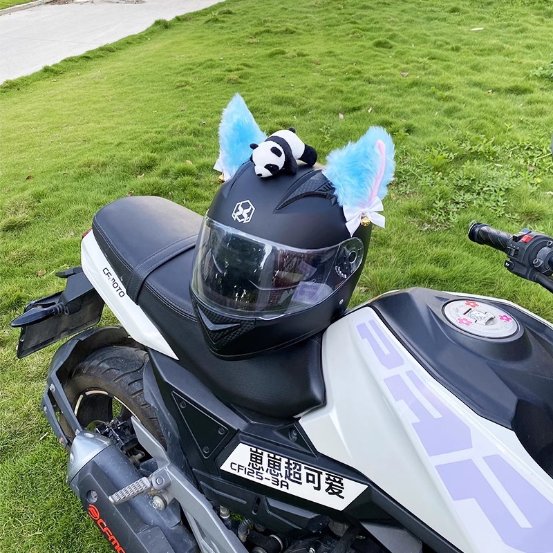 Motorcycle Helmet Decoration Plush Creative Blue Cat Ear