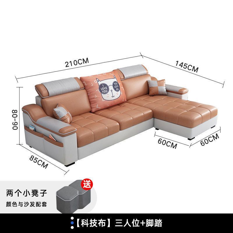 Tela de tecnología moderna simple, sala de estar de apartamento pequeño, sofá de red de Internet, sala de estar, sofá de tela extraíble y lavable para el hogar de la concubina imperial