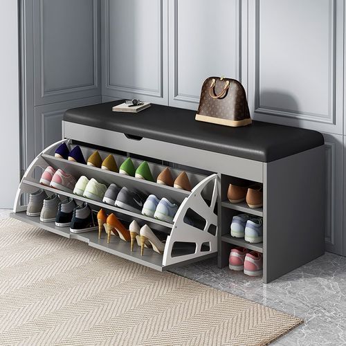 Entryway Shoe Rack with Integrated Seat, Italian Style Home Shoe Stand, Flipping Shoe Cabinet, Seat Integrated at the Door, Entryway Storage, Shoe Changing Bench