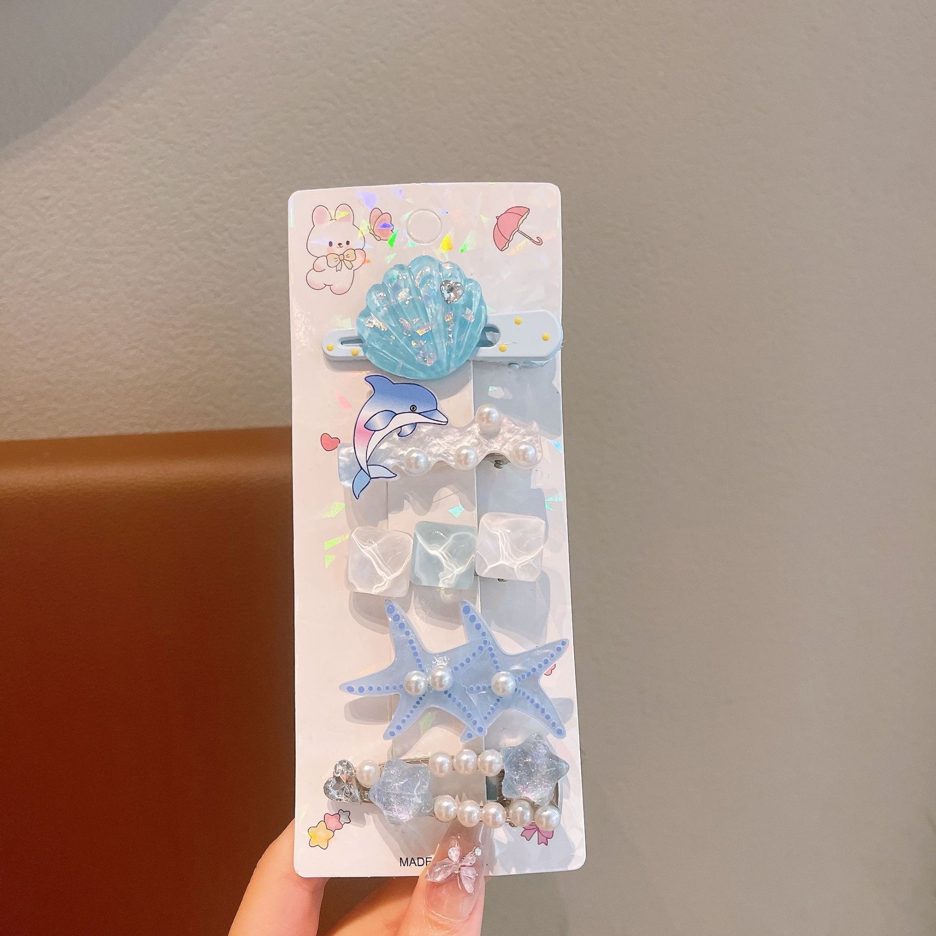 Niños de verano estrellas de mar conchas de mar lindas pinzas de cabello pinzas de boca de pato pinzas de cabello perlas pinzas de cabello niños al por mayor