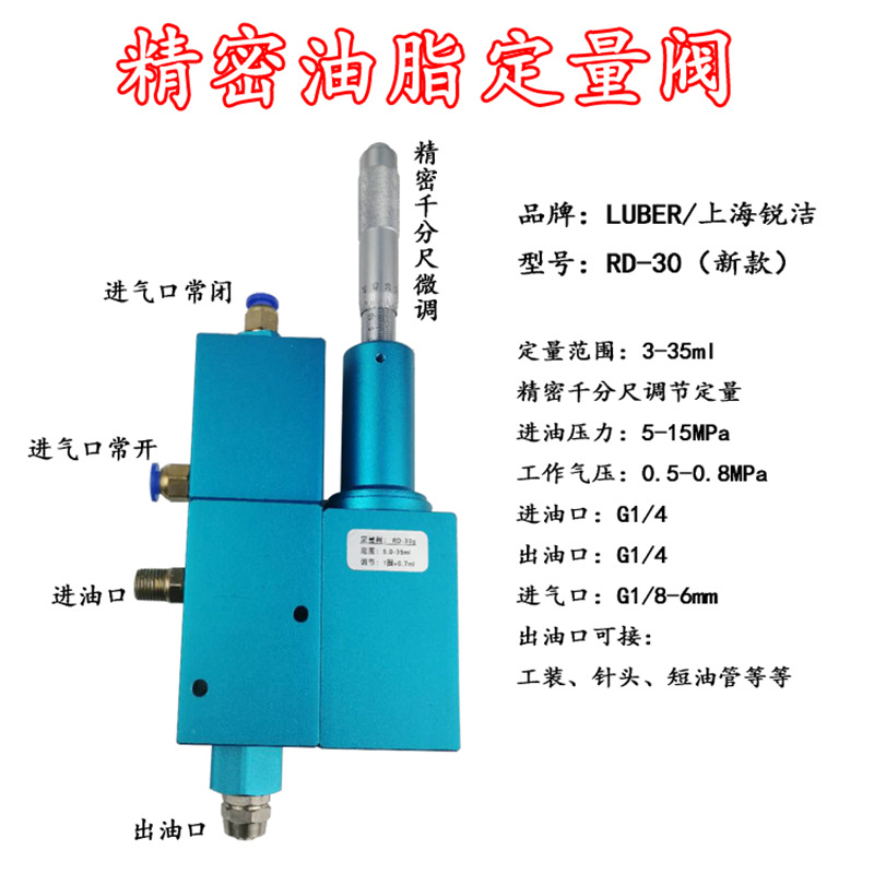 油脂定量阀RD-30  千分尺精密调节3-35ml耐高压可调 配套自动化