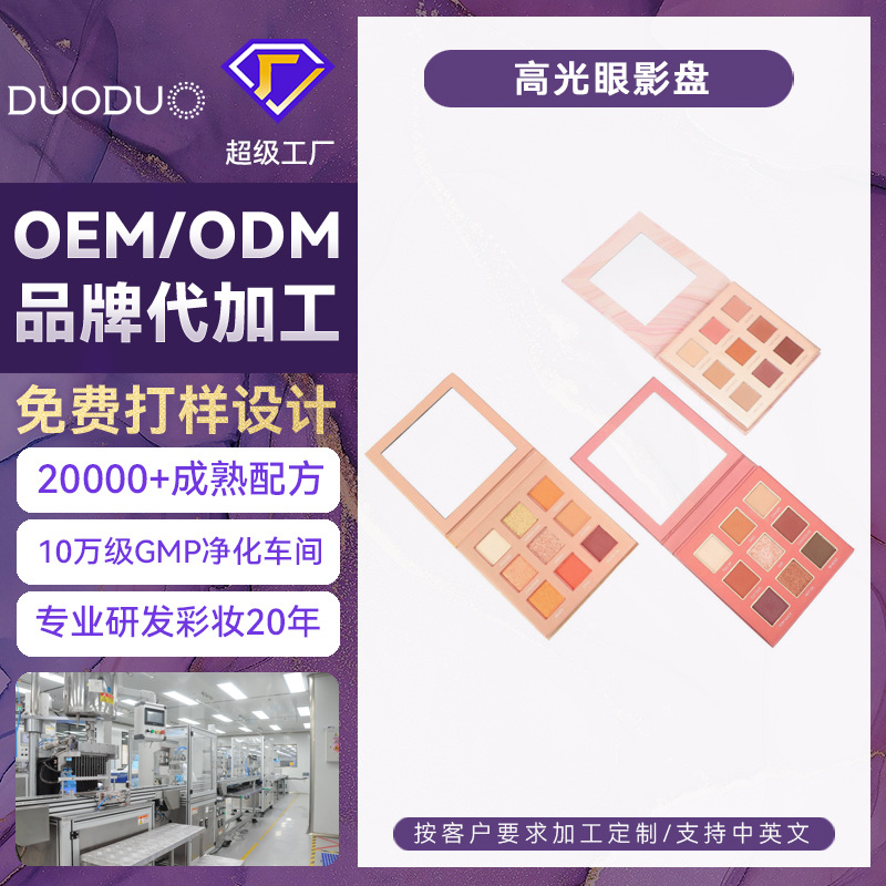 外贸跨境热销九色眼影盘高光珠光哑光大地色OEM/ODM定制