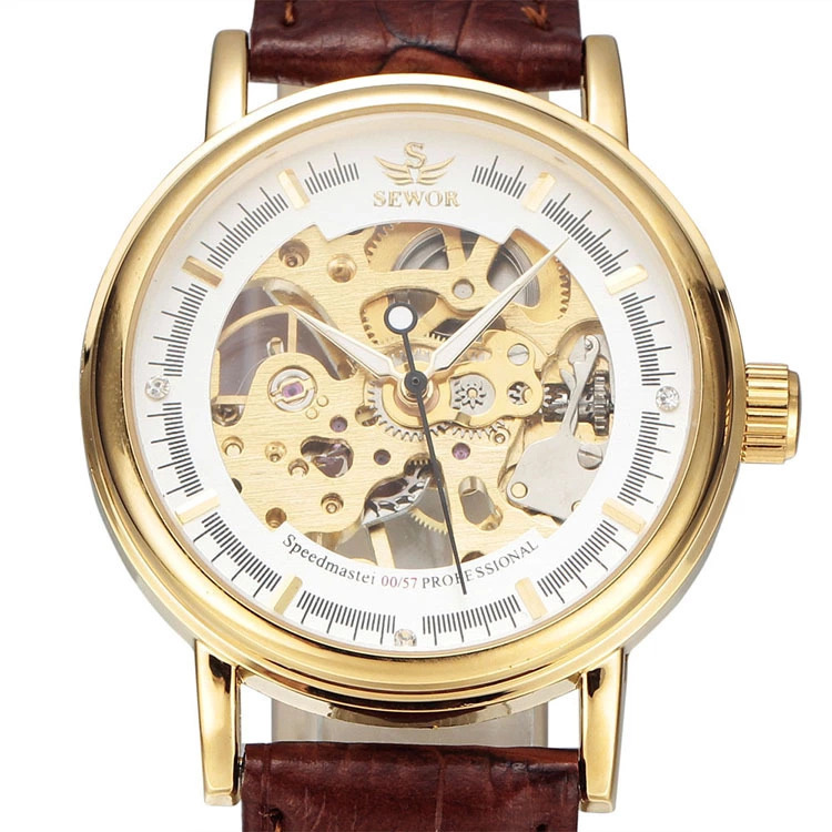 SEWOR hombres transfronterizos de comercio electrónico hueco-out reloj mecánico casual Correa transparente reloj de una sola pieza entrega 025