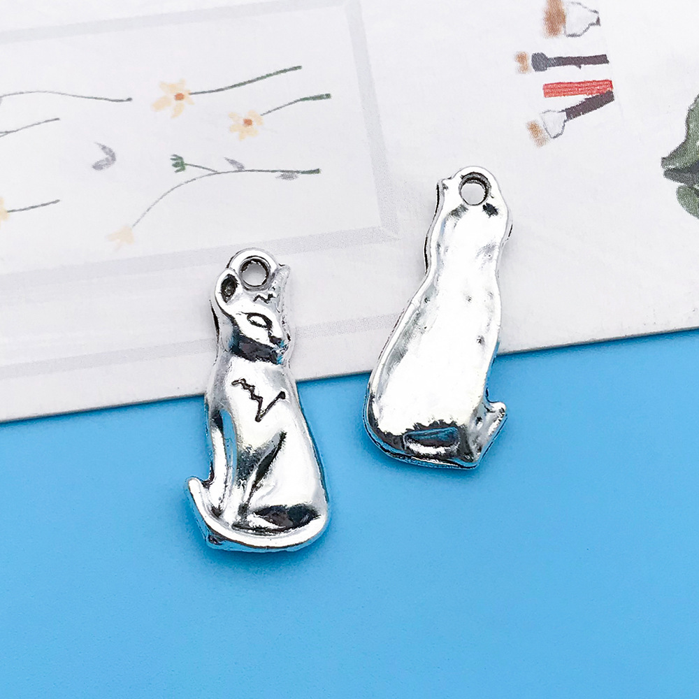 1 고대 실버 단면 고양이 11x22mm-10863-1.7g