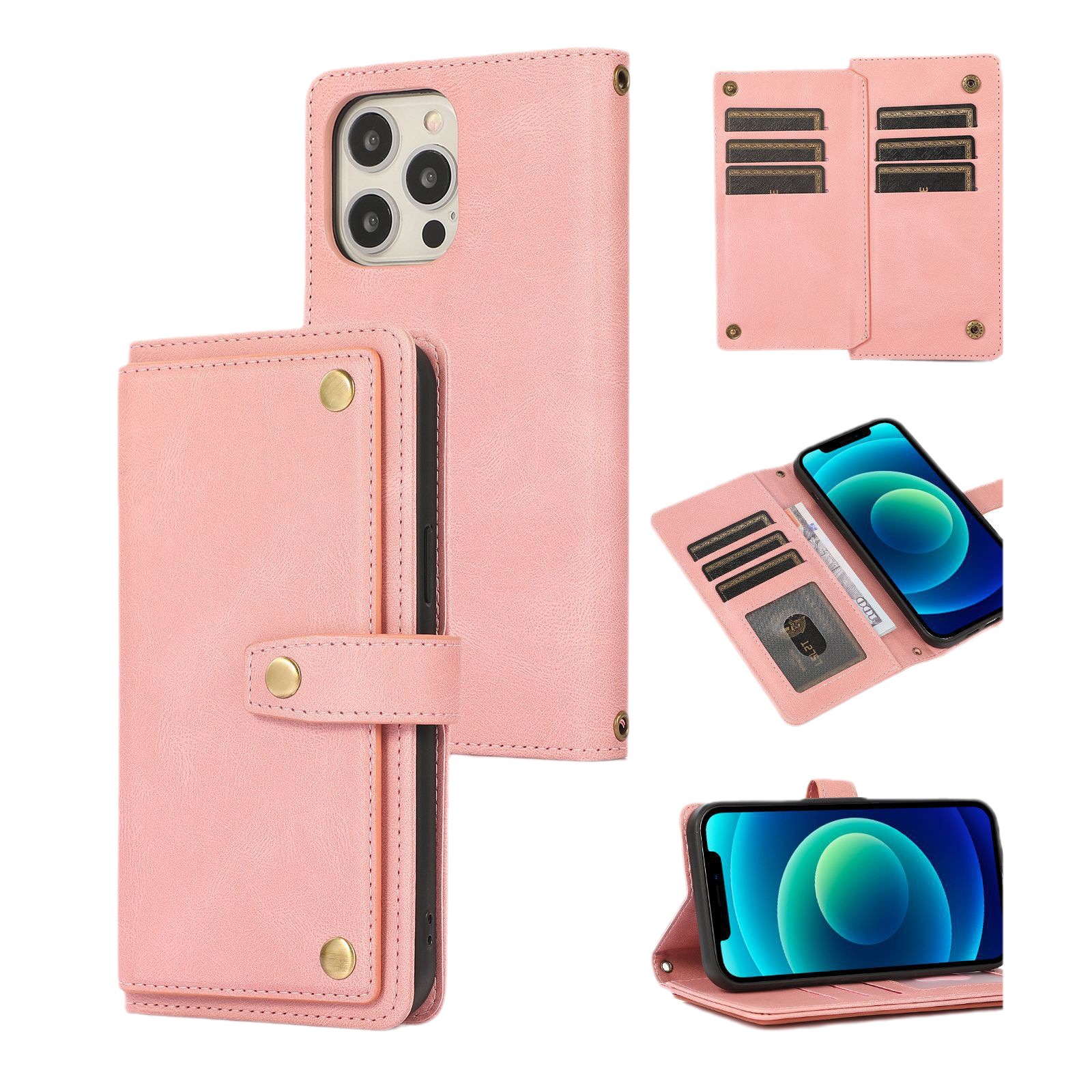 Suitable for iPhone 15 promax Fantasy Multi Card Wallet Holder S24U Crossbody Business Leather Case_voghion.com
