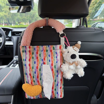 type, high-end tissue bag for women — Car tissue box/set - yellow-heart-shaped-fabric-hanging-tissue-bag-west-highland