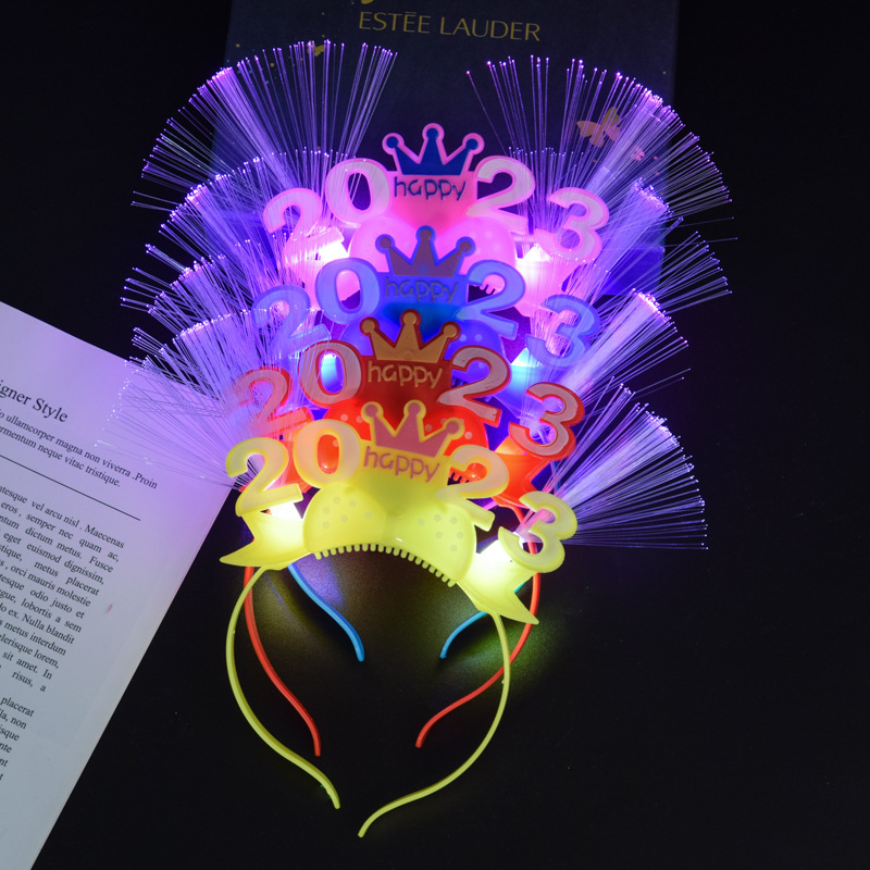 2023新年头饰带灯头箍元旦跨年演唱会道具儿童玩具发光发箍厂