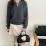 撞色秋冬新款圆领毛衣