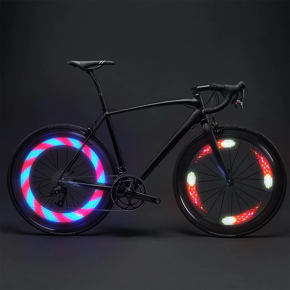 Bicicleta 32LED interruptor ruedas calientes luz de la rueda habló de luz de doble cara colorido ruedas calientes conducción nocturna luz de advertencia
