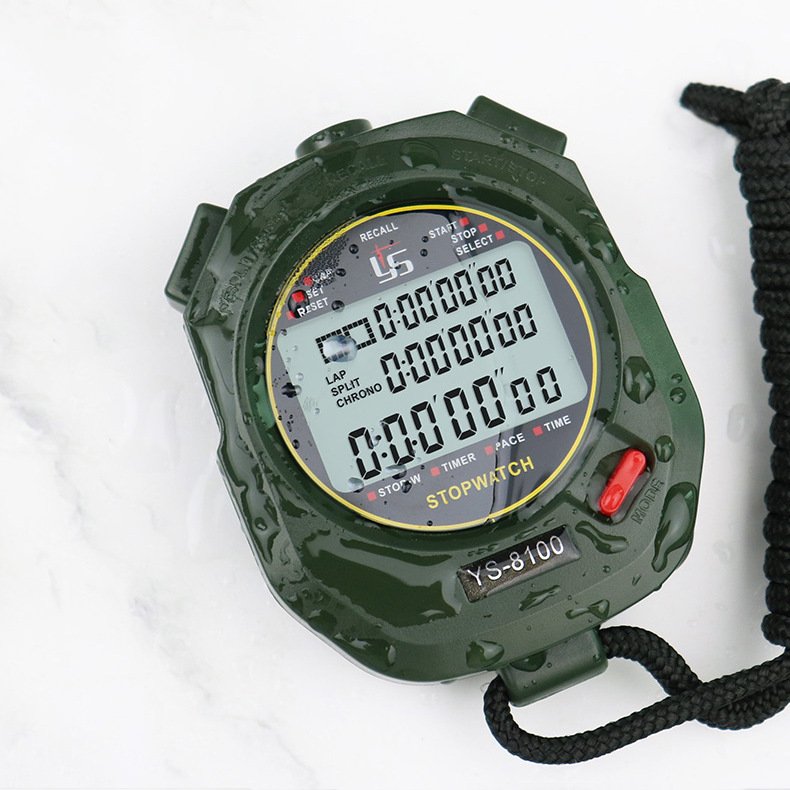弈圣军绿色电子秒表计时器训练部队田径健身裁判码表可关机可静音
