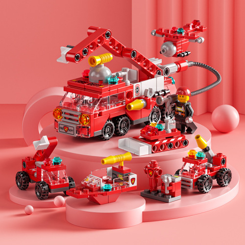 6 in 1 Bag Fire Truck Police Car Rescue Compatible Lego Toy Building Blocks for Children Boys Wholesale Assembly Puzzle