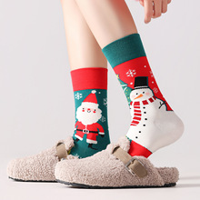 艾川袜业原创设计AB不对称2025冬季新款袜子圣诞节马年红色中筒袜