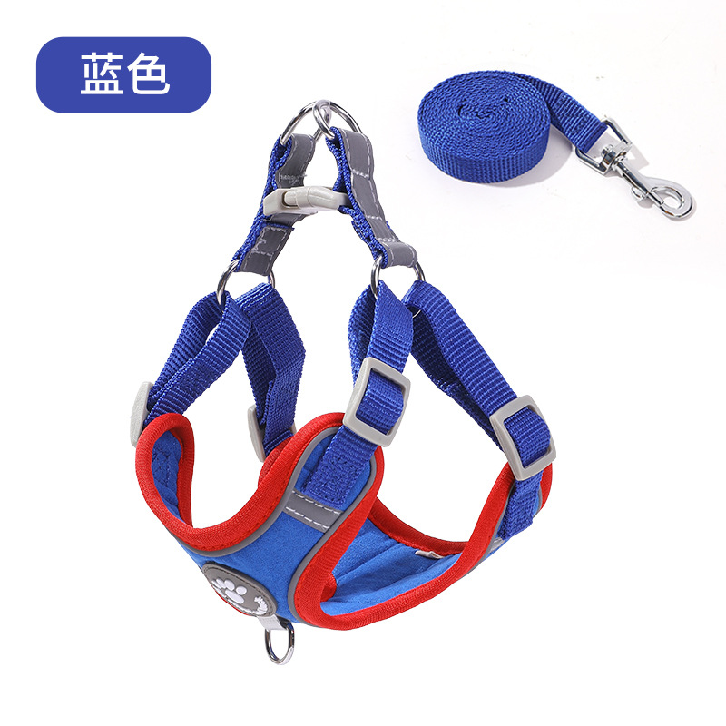 Correa de pecho de tracción para mascotas deerskin terciopelo reflectante a prueba de explosiones correa de pecho perro fuera de tracción ventas directas de fábrica en stock