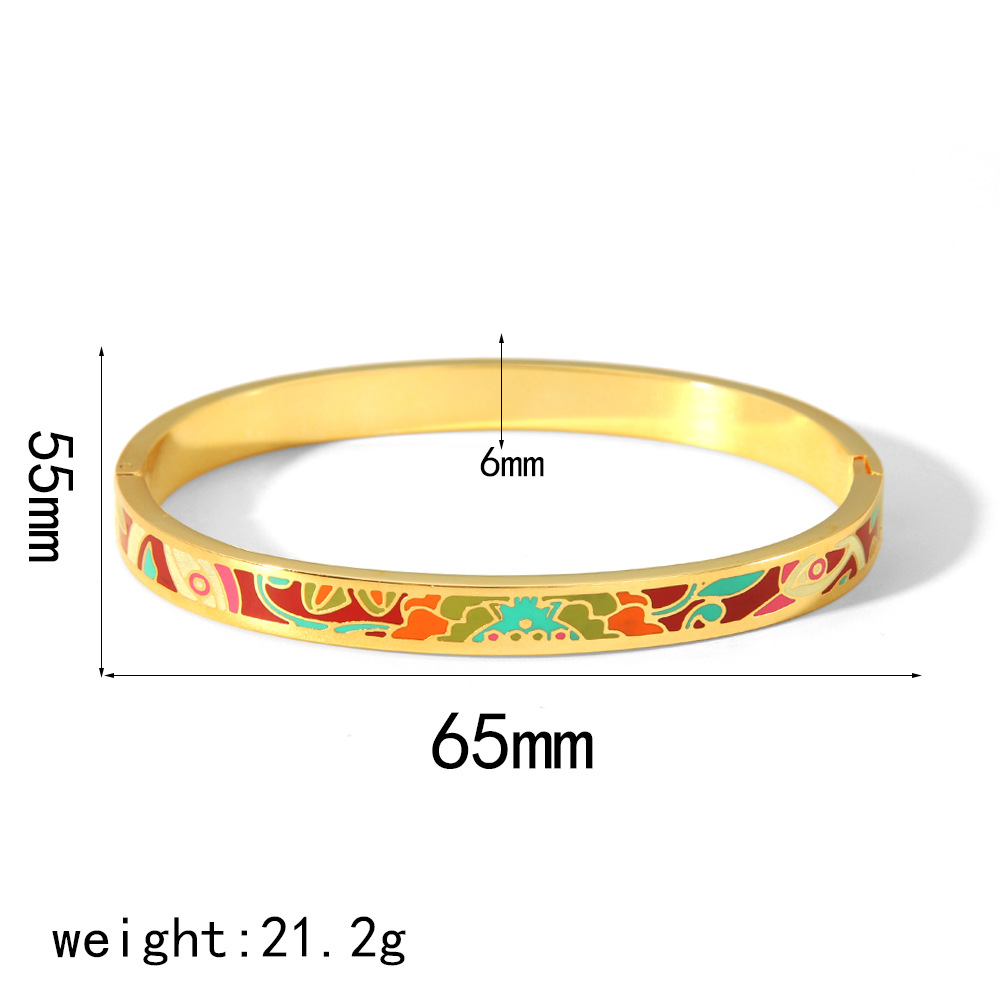 Nueva pulsera de esmalte pintada de verano de estilo europeo y americano de acero inoxidable chapado en oro de 18 quilates joyas de alta calidad para mujeres
