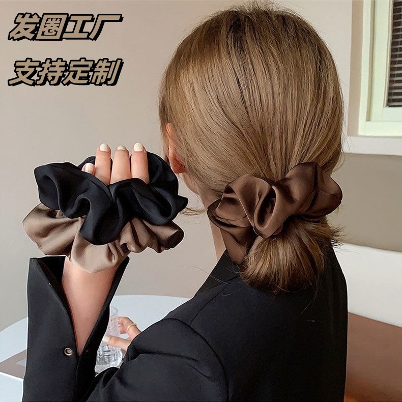 Moda coreana de color sólido lujoso satén anillo de cabello de intestino 13cm de alta elasticidad de seda simulada correa de cabello para mujeres