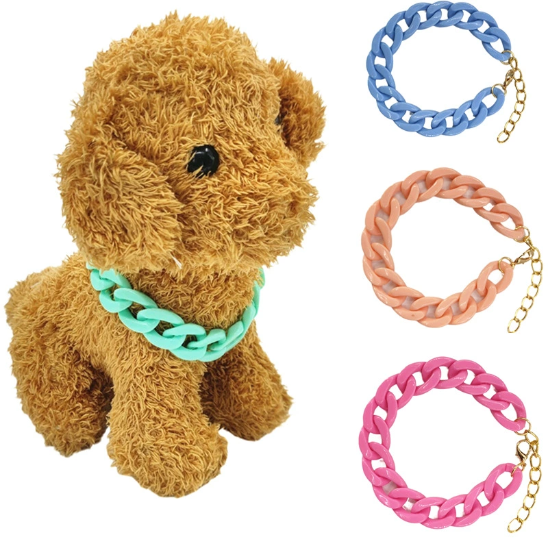 Амазонская цветная цепочка для собак, пластиковое не выцветшее ожерелье для домашних животных, Тедди Фадоу, хулиганство, однотонный ошейник