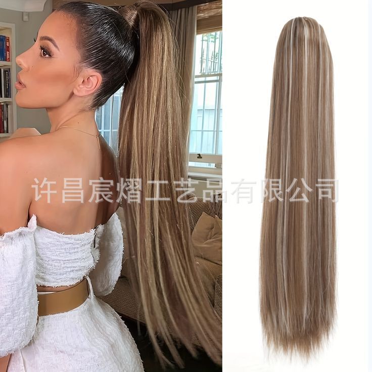 Cross-Border Long Straight Hair Ponytail with Elastic Band, Synthetic Fiber Hair Wrap-Around Ponytail, Fake Ponytail Cross-Border Long Straight Hair Ponytail with Elastic Band, Synthetic Fiber Hair Wrap-Around Ponytail, Fake Ponytail