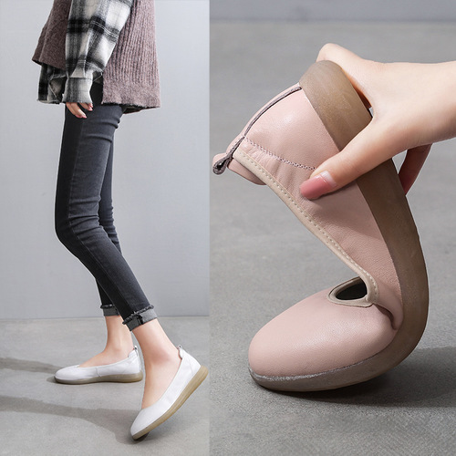  New Nurse Work Shoes Shallow Mouth White Shoes Flat Bottom Large Size Women's Shoes Soft and Comfortable Non-Slip Tendon Soft Sole