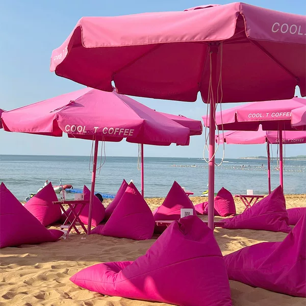 Pink Internet Popular Outdoor Parasol Large Outdoor Large Umbrella 3 m x 3 m Courtyard Sun Umbrella Terrace Middle Column Umbrella