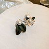 Silver needle, fresh earrings from pearl, flowered, city style, simple and elegant design, wholesale