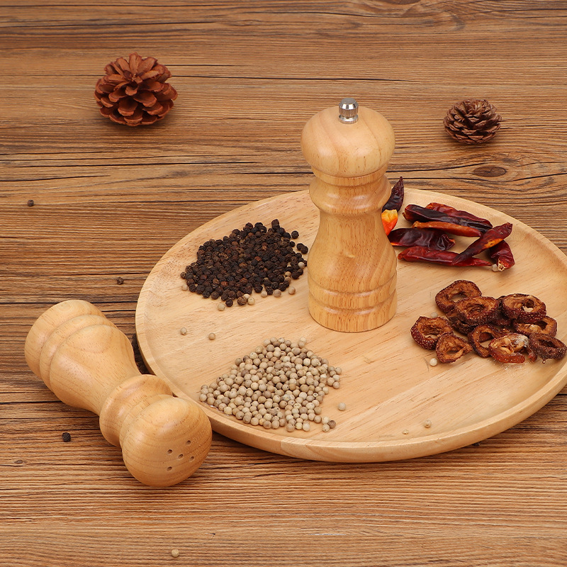 Goma simple madera molinillo de pimienta manual de cocina molienda traje negro pimienta sal de mar de madera al por mayor