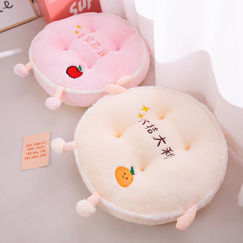 Círculos animados de seda de cabello de conejo espeso asiento cojín de cojín