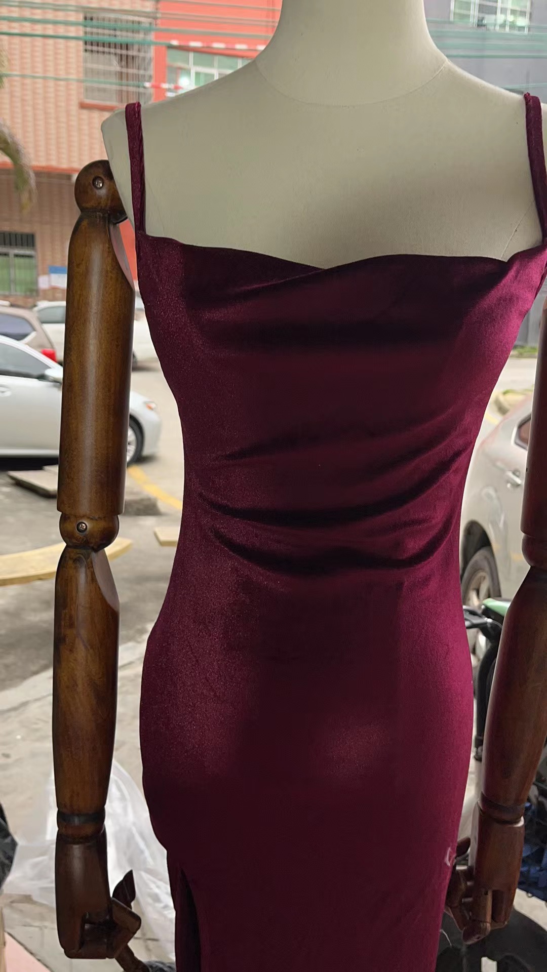 European And American Foreign Trade Cross-Border 2025 Summer New Sexy Slim Fit Slit Velvet Strap Party Dress For Women_ecoleips.com