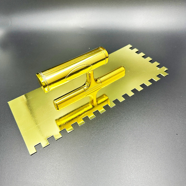 镀金多功能齿形抹泥刀带锯齿片刮板瓷砖腻子抹灰刀刮泥铺贴工具