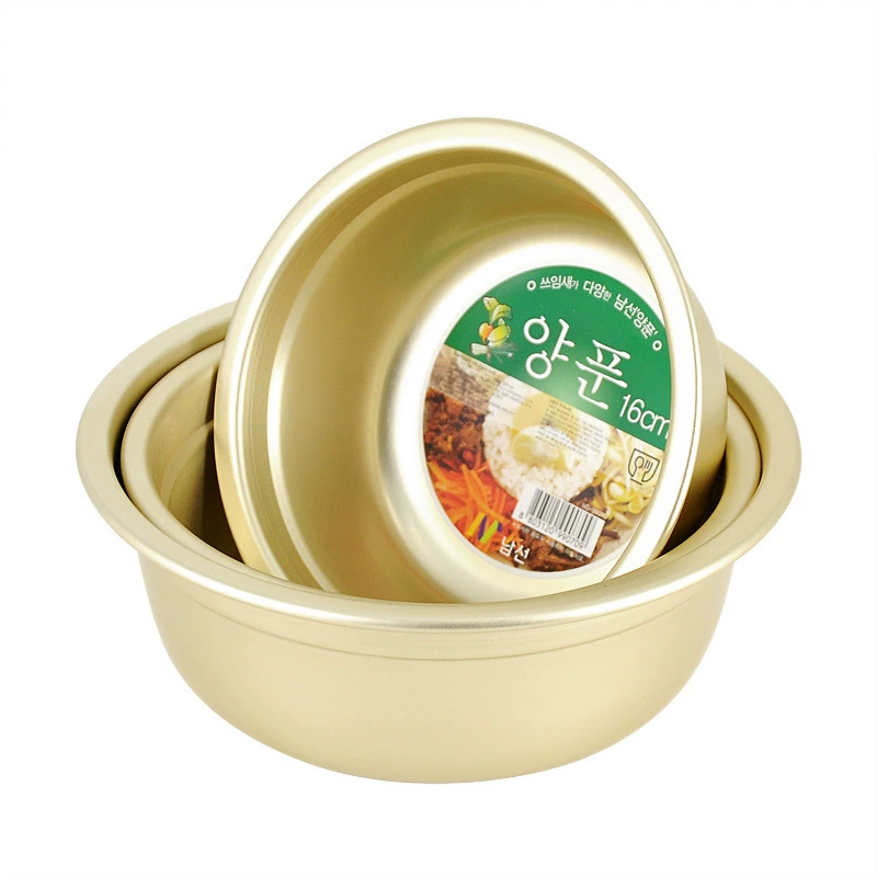 Корейский стиль yellow aluminum pot bibimbap Bibimbap Овощной салат миска желтый алюминиевый блюдо корейский ресторан отель алюминиевый сосуд столовые приборы оптом